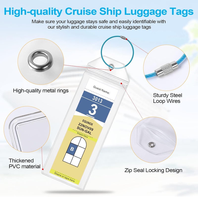 Maloun Cruise Luggage Tag Holder for Royal Caribbean Ships & Celebrity, 6Pack Clear Tags Cruise Travel Essentials for 2025-2026 - Image 2